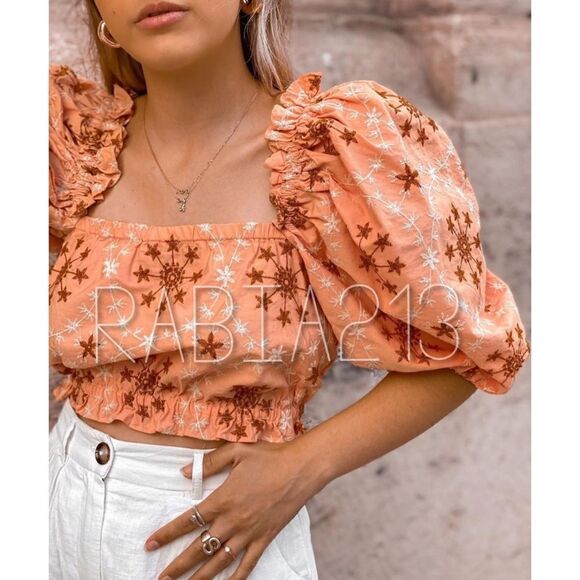 ZARA EMBROIDERED VOLUMINOUS TOP  - Picture 12 of 16